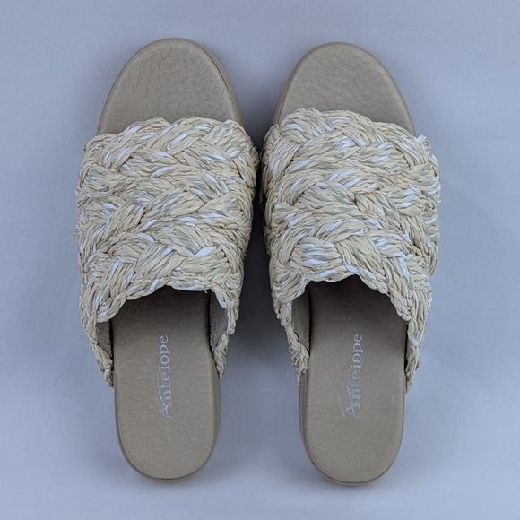 Antelope Bray Raffia Slide Sandal Leather Lining Natural EU39 8-8.5 NWOB - Picture 11 of 14